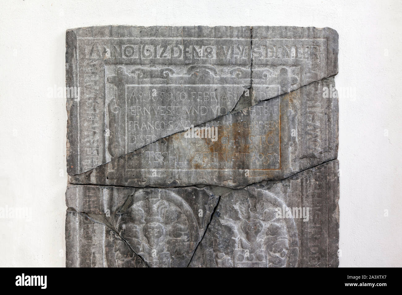 Alte Grabplatten aus dem Mittelalter im willibrordi Kathedrale von Wesel Stockfoto