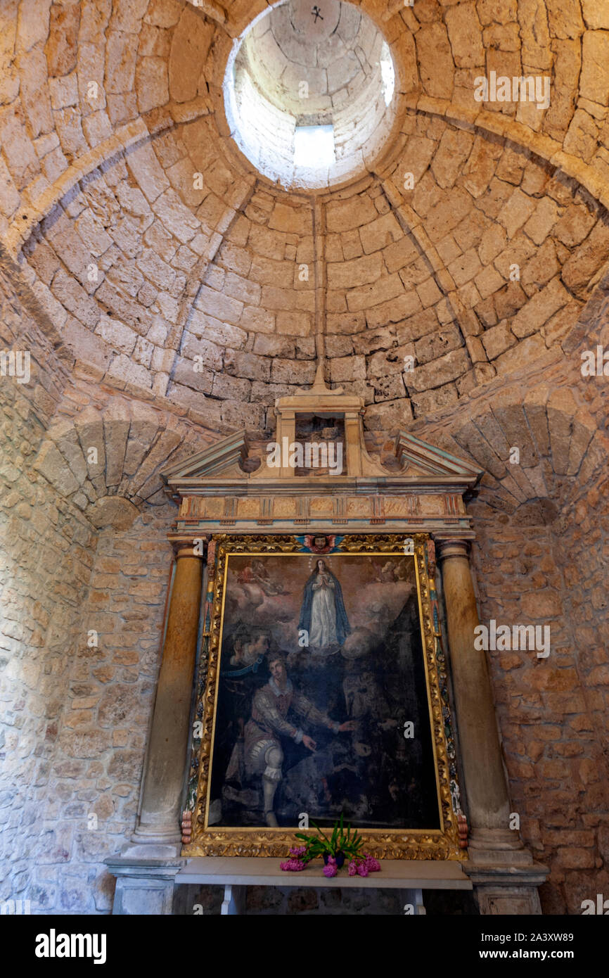 Jungfrau Maria Malerei in San Voto, Königliches Kloster von San Juan de la Peña, Real Monasterio de San Juan de la Peña, Provinz Huesca, Spanien Stockfoto