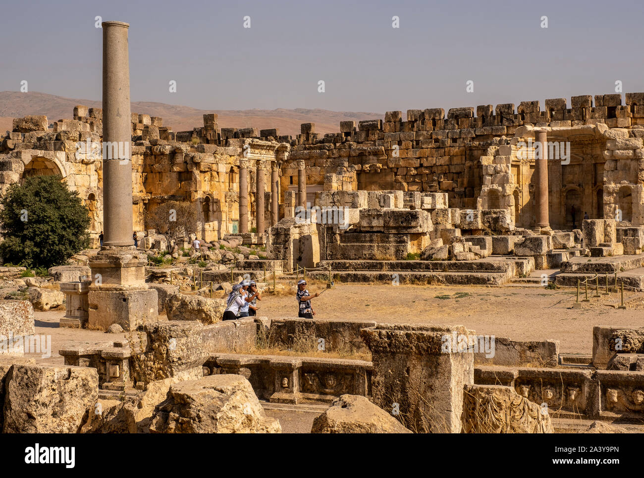 Großen Hof des Jupiters Tempel, Beqaa Tal, Baalbek, Libanon Stockfoto