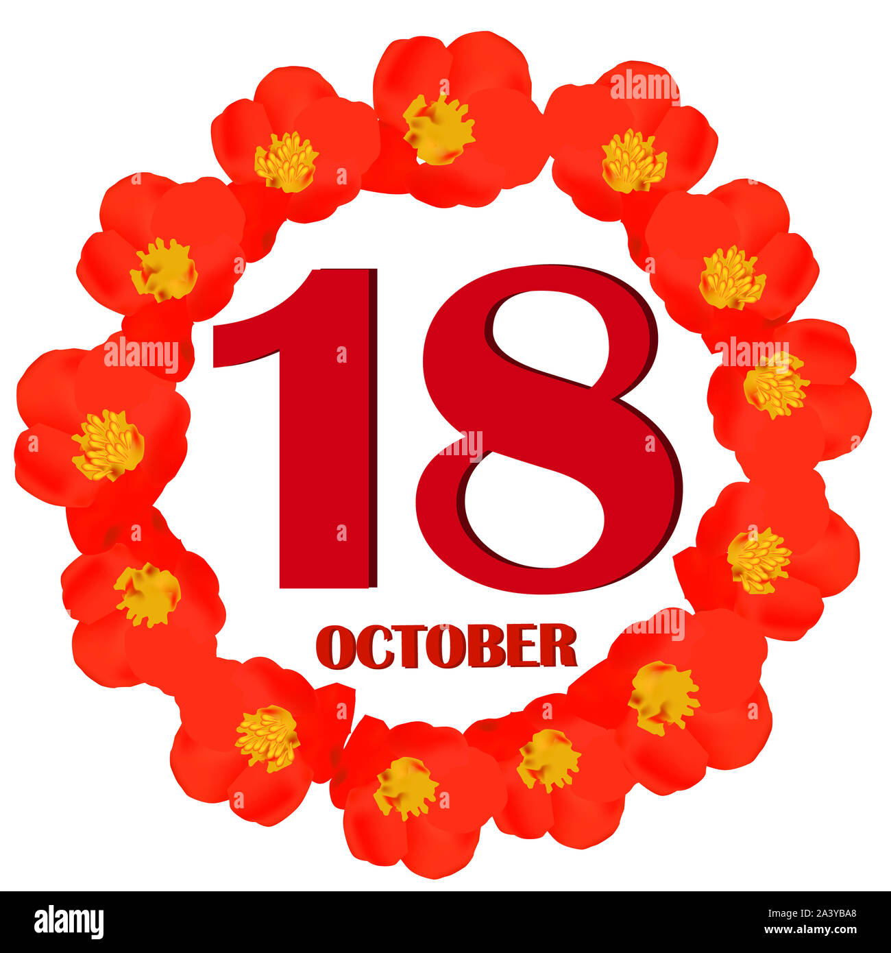 Oktober 18 Symbol. Für wichtige Tag planen. Banner für Feiertage und besondere Tage. Abbildung. Stockfoto