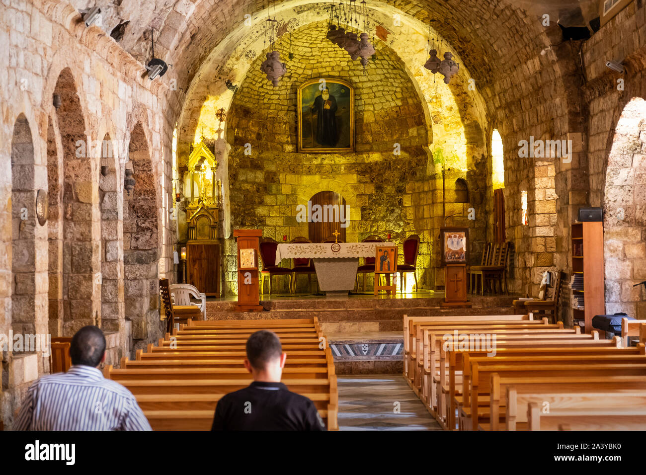 Die Kirche des Hl. Antonius, qozhaya Kloster, Qadisha Tal, Libanon Stockfoto