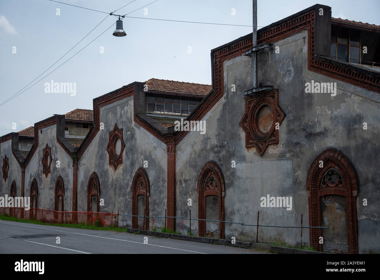 Die Webereien in der schönen UNESCO-Stätte Crespi D'Adda, Italien. Stockfoto