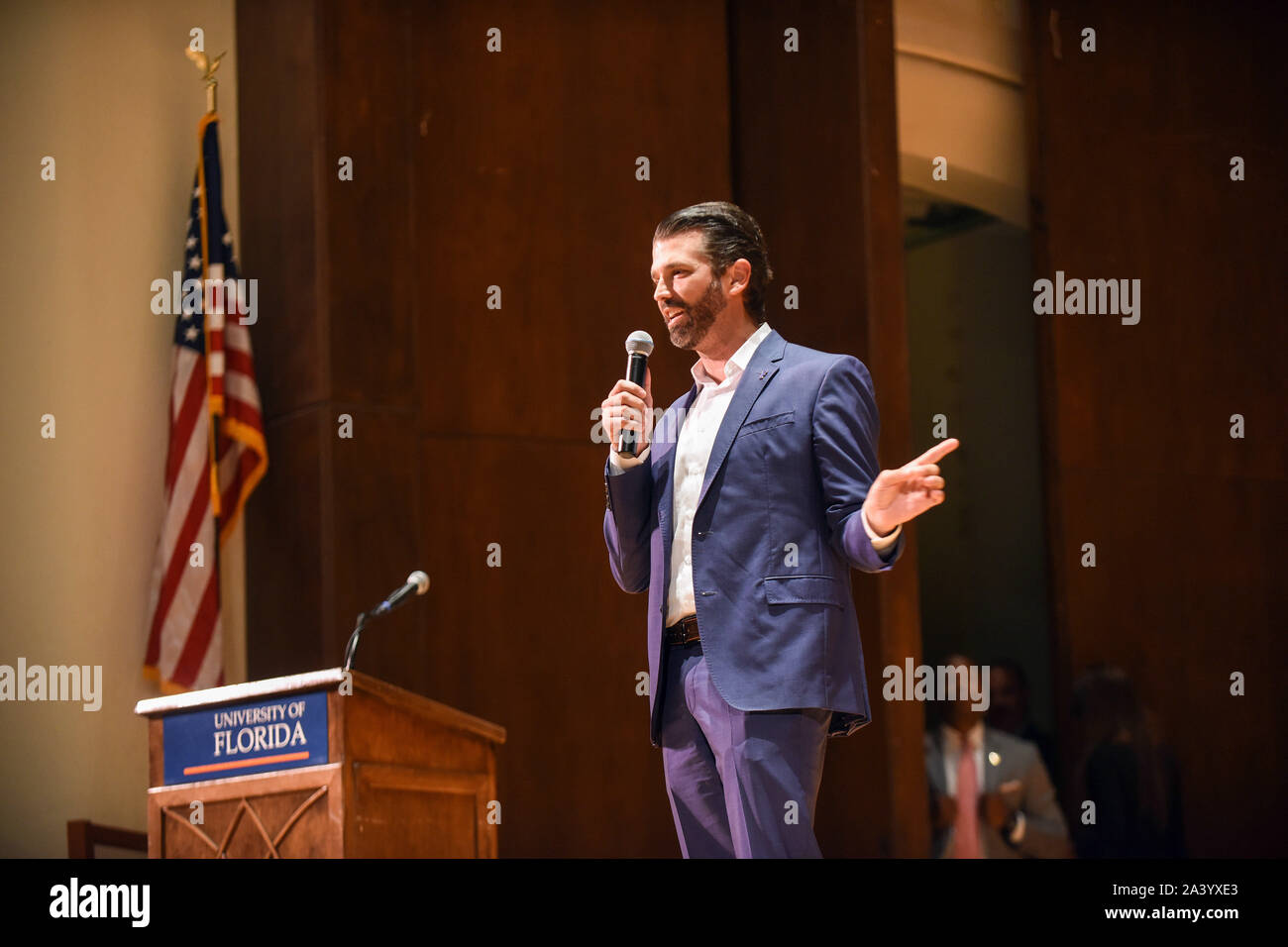 Gainesville, Usa. 10 Okt, 2019. Donald Trump Jr spricht zu den Studenten an der Universität von Florida. Credit: SOPA Images Limited/Alamy leben Nachrichten Stockfoto