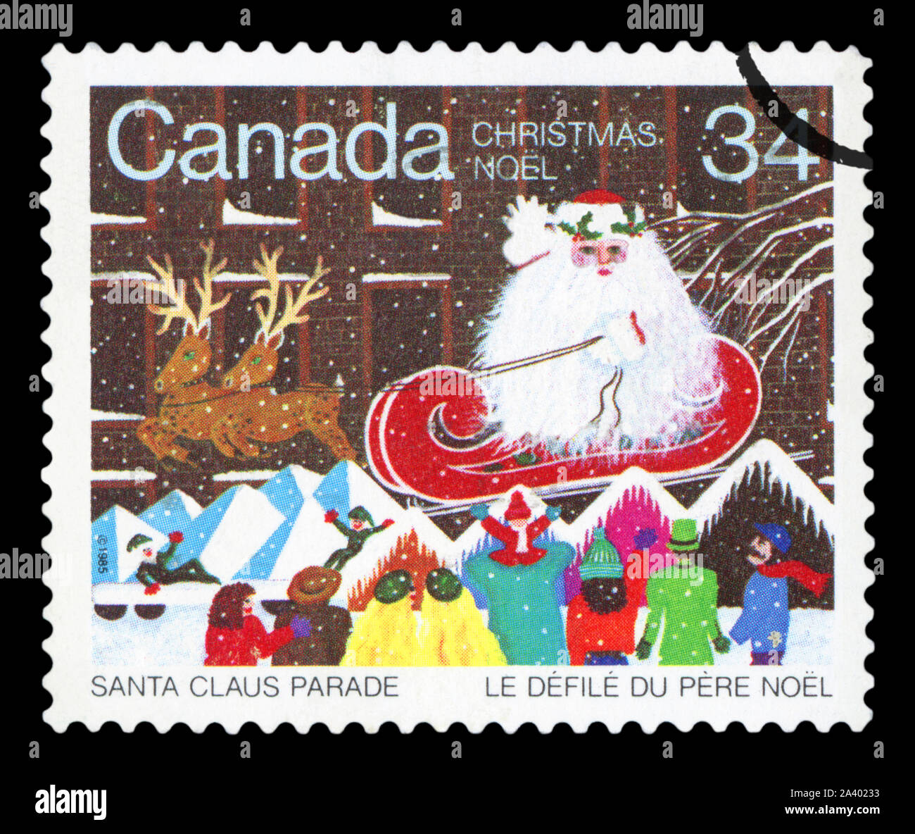 Kanada - ca. 1985: Begrüßung Weihnachten Stempel Gedruckt in Kanada, ca. 1985 Stockfoto