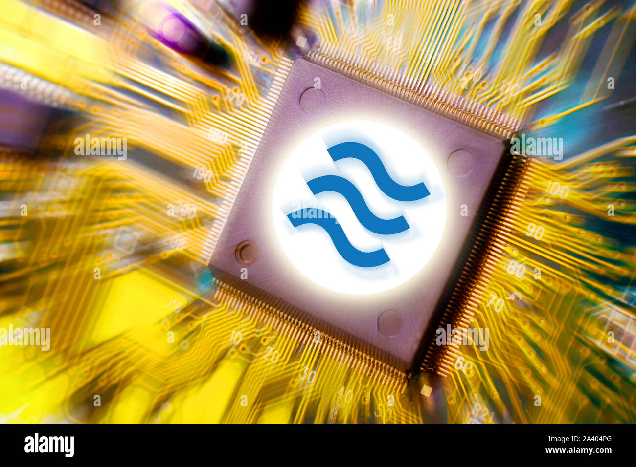 Digitální peněžní měna Facebook Waage - internetová Open Source P2P platební síť - virtuelles Geld Facebook Waage cryptocurrency Stockfoto