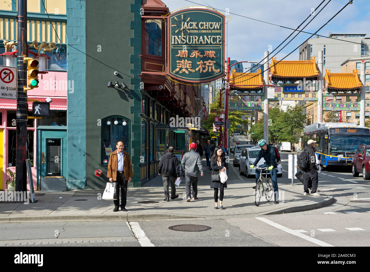 Vancouver BC Chinatown im Herbst 2019. Street Scene ist Chinatown, Vancouver, Kanada. Stockfoto