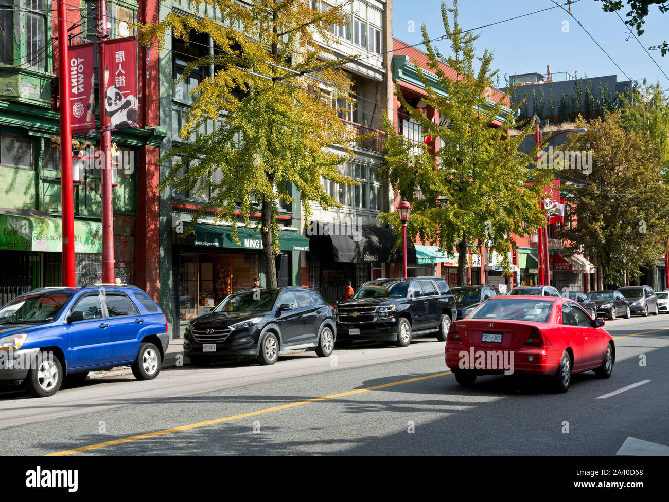 Vancouver BC Chinatown im Herbst 2019. Street Scene ist Chinatown, Vancouver, Kanada. Stockfoto