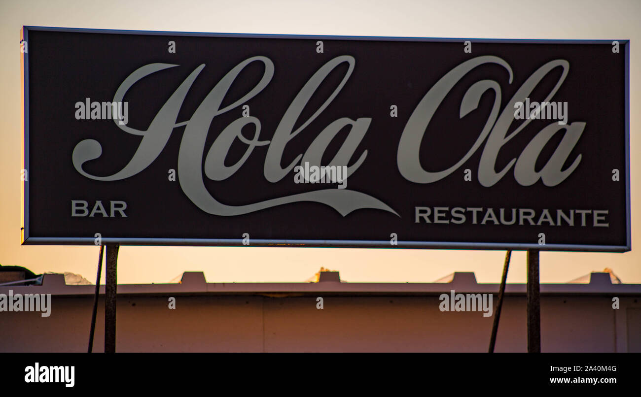 Hola Ola Beach Bar Mojacar Spanien Stockfoto