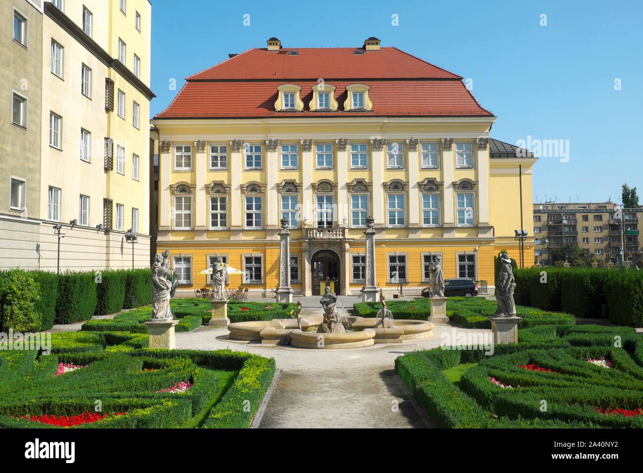 Königliches Schloss mit Gärten, Wroclaw, Polen Stockfoto