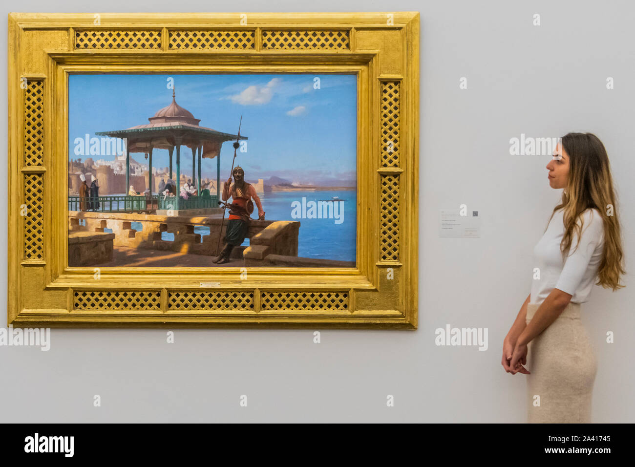 London, Großbritannien. 11 Okt, 2019. Jean-Léon Gérôme, der Harem im Kiosk, Öl auf Leinwand, 1870, est. £ 3,000,000-5.000.000 - Sotheby's bieten 40 Werke aus der legendären Najd Sammlung in einem dedizierten Auktion am Abend des 22. Oktober 2019. Alle 155 Gemälde, Never-Before-gesehen, als Gruppe, wird auf die öffentliche Ansicht vom 11. - 15. Oktober sein. Credit: Guy Bell/Alamy leben Nachrichten Stockfoto