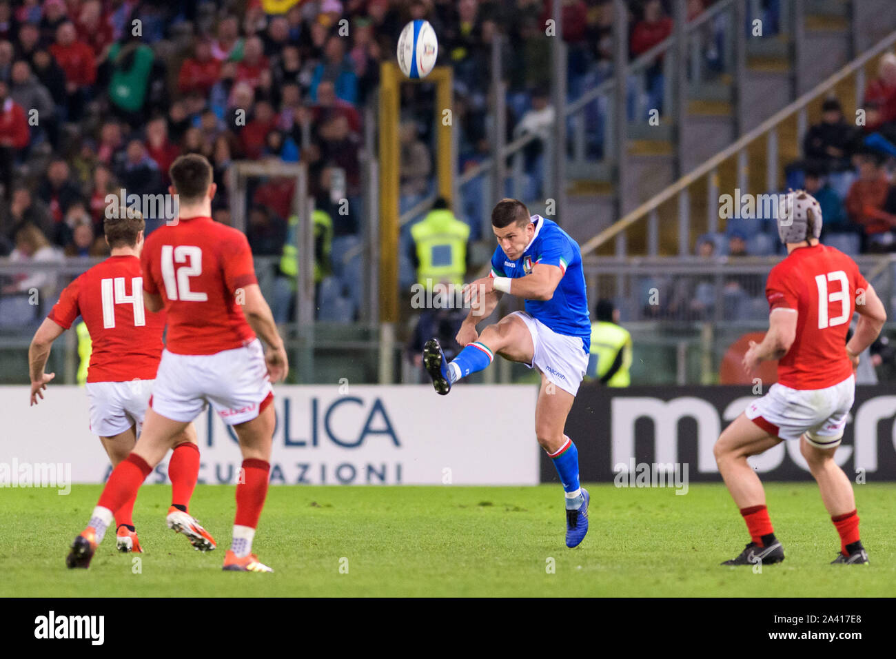 Tommaso Allan während Guinness Rugby Six Nations 2019 - Italien vs Galles, Rom, Italien, 09 Feb 2019, Rugby Italienisch Rugby Nationalmannschaft Stockfoto