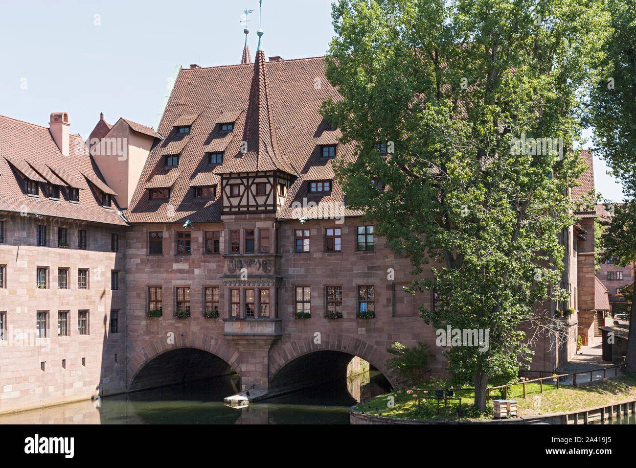 Nürnberg; Heilig Geist Spital, Pegnitz Stockfoto