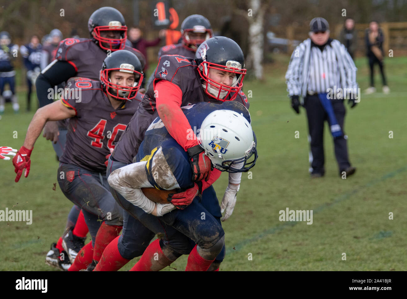 Ein British American Football anpacken Stockfoto