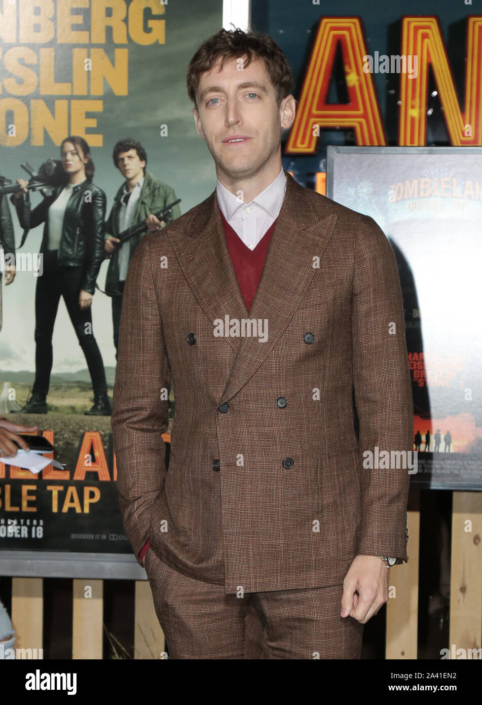 10. Oktober 2019 - Westwood, Kalifornien - Thomas Middleditch. Premiere von Sony Pictures'' Zombieland: Double Tap' im Regency Dorf statt. Foto: PMA/AdMedia/MediaPunch Stockfoto