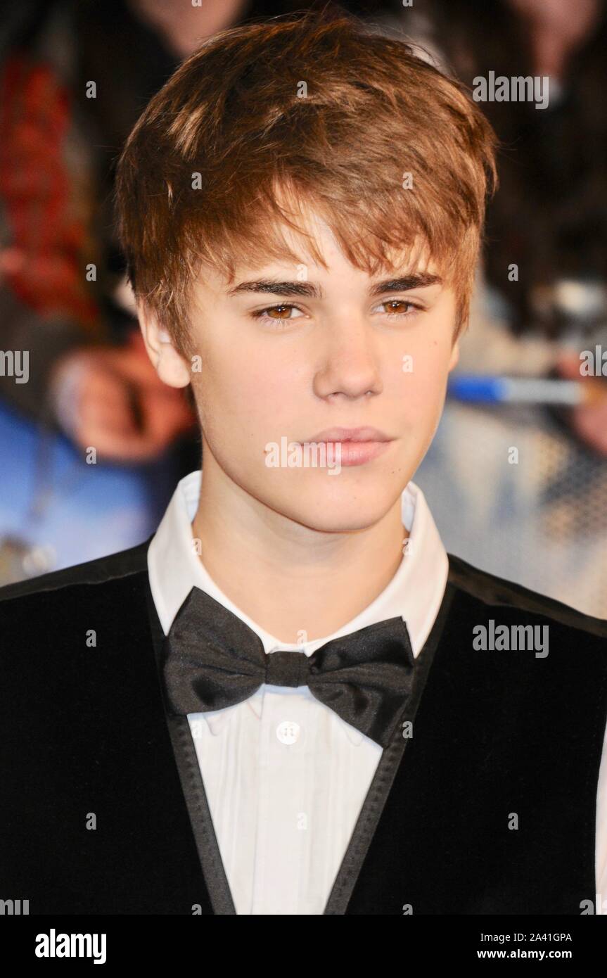 Justin Bieber. "Niemals Nie" Premiere, die O2 Arena, London sagen. Großbritannien Stockfoto