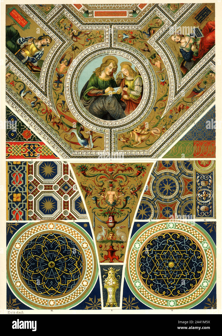 Renaissance, italienische Deckengemälde, italienische Deckenmalerei, Dollmetsch. Stockfoto