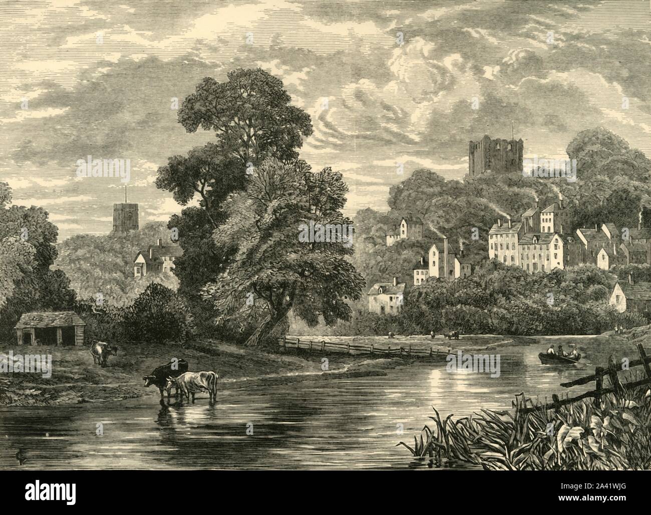 "Guildford. Aus dem Fluss", 1898. Von 1653 Guildford auf dem Fluss Wey war in der Mitte von einem Netz von Wasserwegen. Von "unserem eigenen Land, Band III". [Cassell und Company, Limited, London, Paris & Amp; Melbourne, 1898] Stockfoto