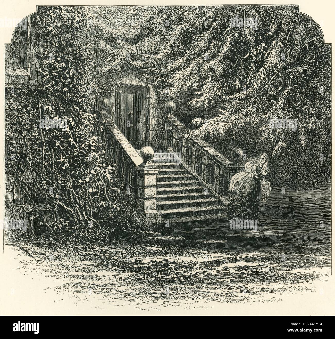 Die 'Dorothy Vernon Postern', c 1870. Seite Eingang im Haddon Hall in Derbyshire, ein Sitz des Herzogs von Rutland. 1563, Erbin Dorothy Vernon heiratete John Manieren, eine Legende wuchs sie eloped hatte. Von "Malerische Europa - die Britischen Inseln, Vol. II". [Cassell, Petter &Amp; Galpin, London, c 1870] Stockfoto