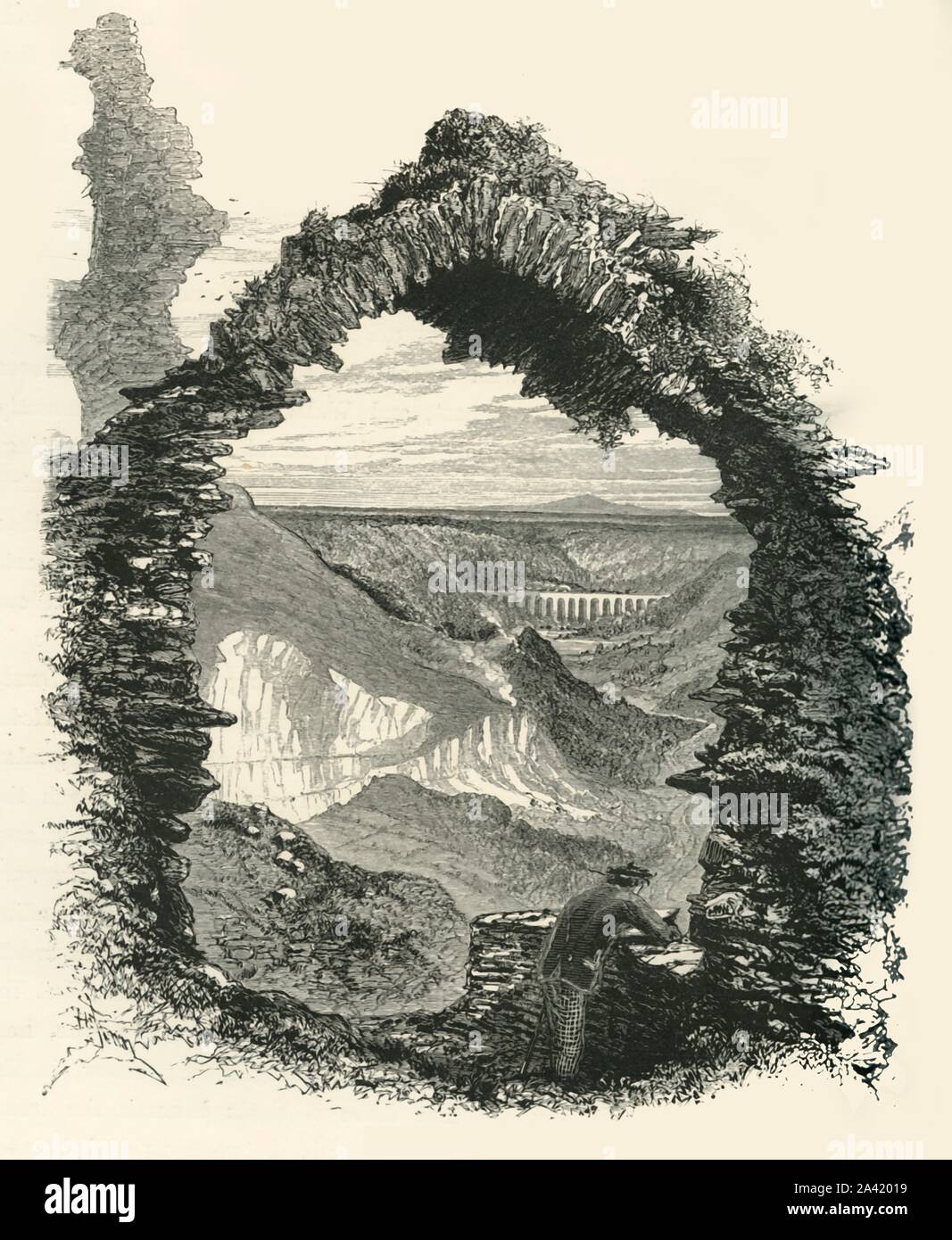 'Ansicht von Burg Dinas Bran', c 1870. Ansicht der Pontcysyllte Aquädukt von Dinas Bran, einer mittelalterlichen Burg oberhalb von Llangollen in Denbighshire, Wales gebaut. c 1260 s von gruffydd Maelor II, viele Mythen und Legenden werden mit der Website verbunden sind. Von "Malerische Europa - die Britischen Inseln, Vol. II". [Cassell, Petter &Amp; Galpin, London, c 1870] Stockfoto