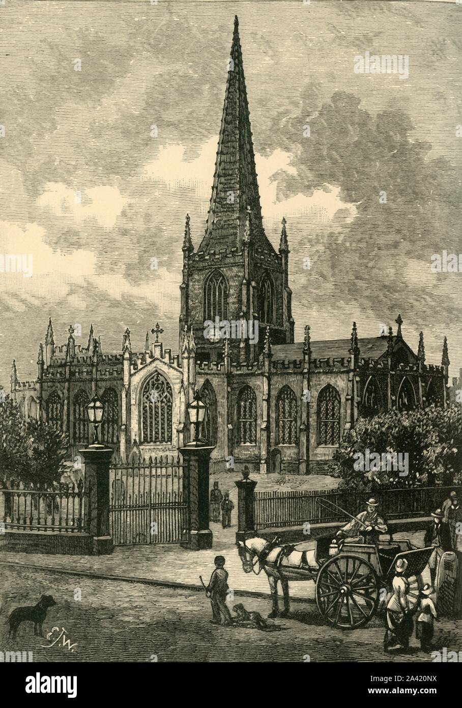 Die Pfarrkirche heffield', 1898. Kathedrale von Sheffield ist einer von fünf denkmalgeschützten Gebäuden in der Stadt. Die Nord- und Südwand des Kirchenschiffes wurden umgebaut 1790-93 mit großen Restaurierung von Flockton &Amp; Gibbs abgeschlossen im Jahr 1880. Von "unserem eigenen Land, Band III". [Cassell und Company, Limited, London, Paris & Amp; Melbourne, 1898] Stockfoto