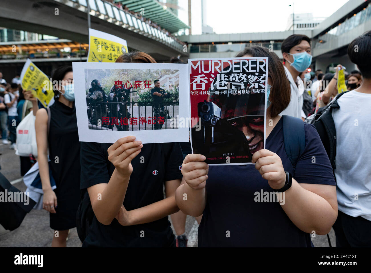 Hong Kong. 4. Oktober 2019. Pro-demokratischen Demonstrationen und März im Central District von Hong Kong. Stockfoto