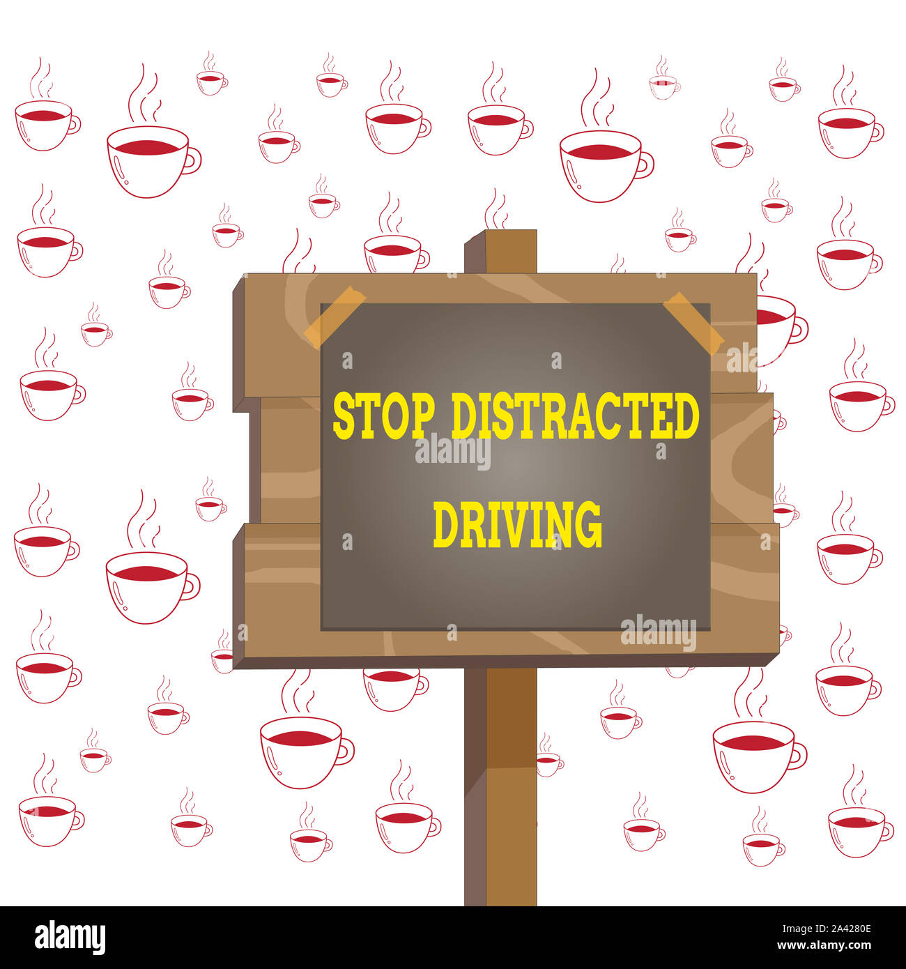 Schreiben Hinweis angezeigt Stop abgelenkt. Business Konzept für Fragen zu hinter Rad fahren Sie langsam Laufbelag Holz stick pole Papier nicht vorsichtig sein Stockfoto