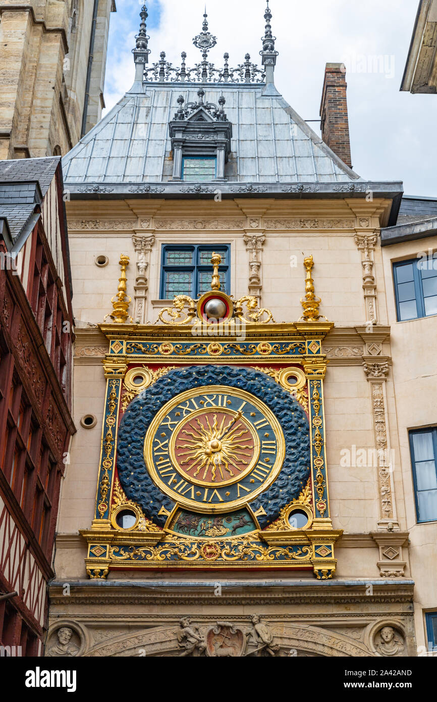 Gros Horloge, Greate Clock in Rouen, Normandie, Frankreich Stockfoto