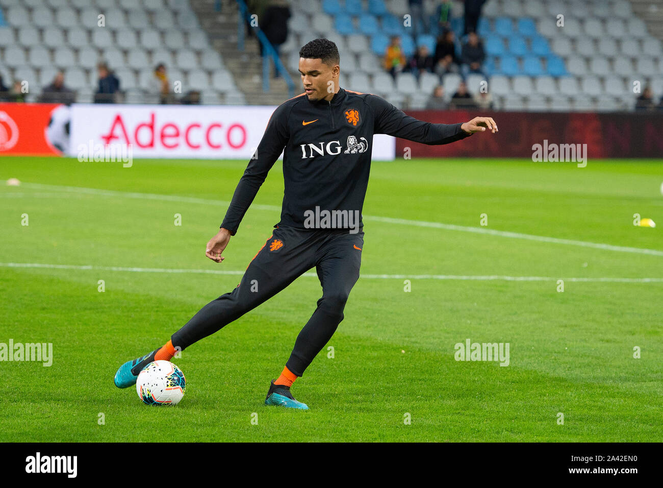 Doetinchem, Niederlande. 11 Okt, 2019. DOETINCHEM, 11-10-2019, Stadion de Vijverberg, European Qualifier, Kwalificatiewedstrijd Oranje O21-O21, Zypern Jong Oranje Spieler Danilho Doekhi vor dem Spiel Jong Oranje-Jong Portugal Quelle: Pro Schüsse/Alamy leben Nachrichten Stockfoto