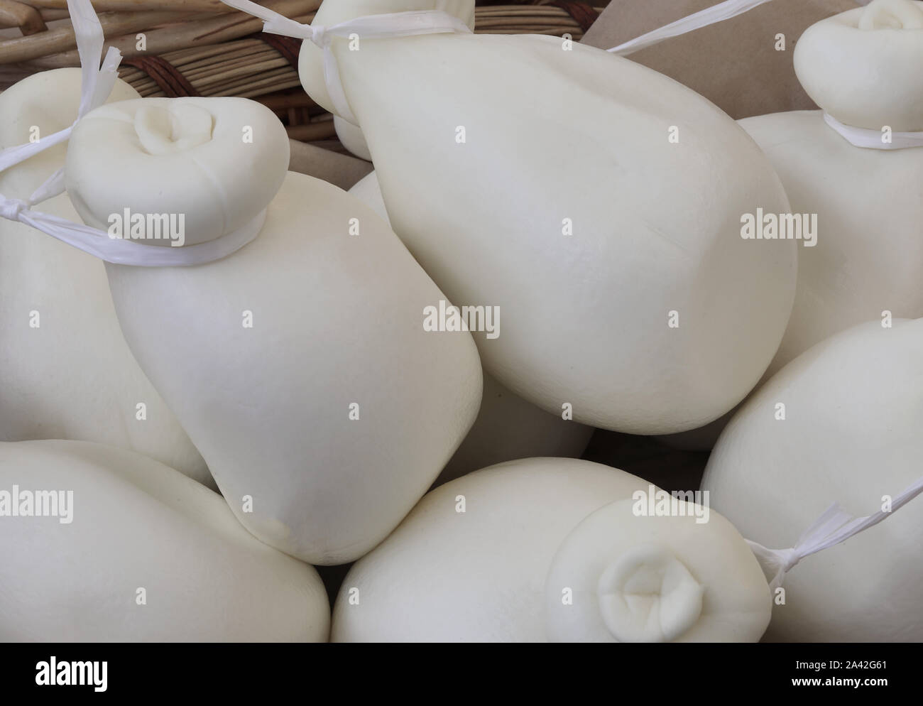 Weißen Mozzarella für Verkauf an den italienischen Shop Stockfoto