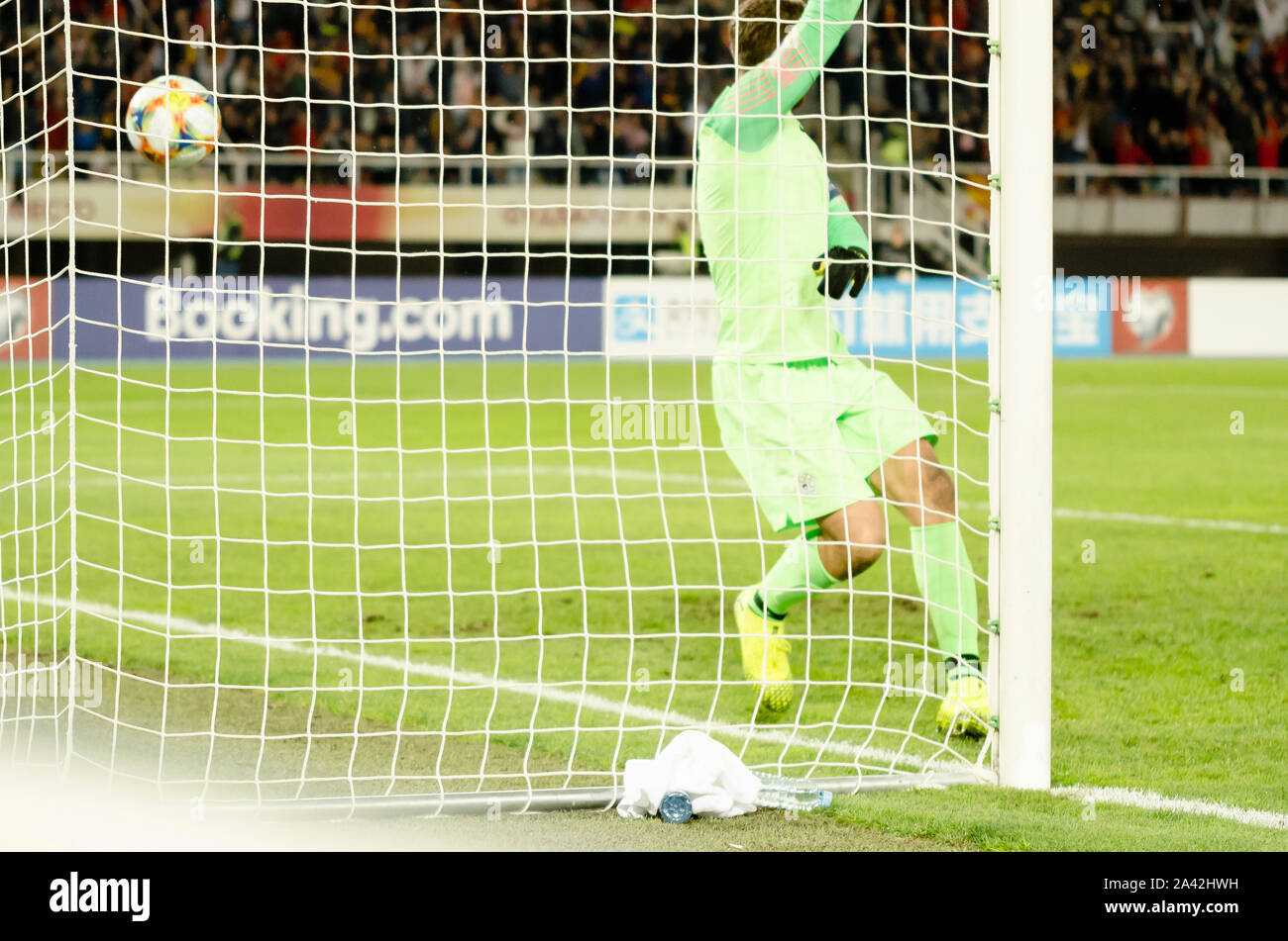 Nationale Arena "Todor Proeski" in Skopje, Mazedonien. 10 Oktober 2019 20:45 (GMT+2). Mazedonien vs Slowenien UEFA Euro 2020-Qualifikationsspiel der Gruppe G Stockfoto