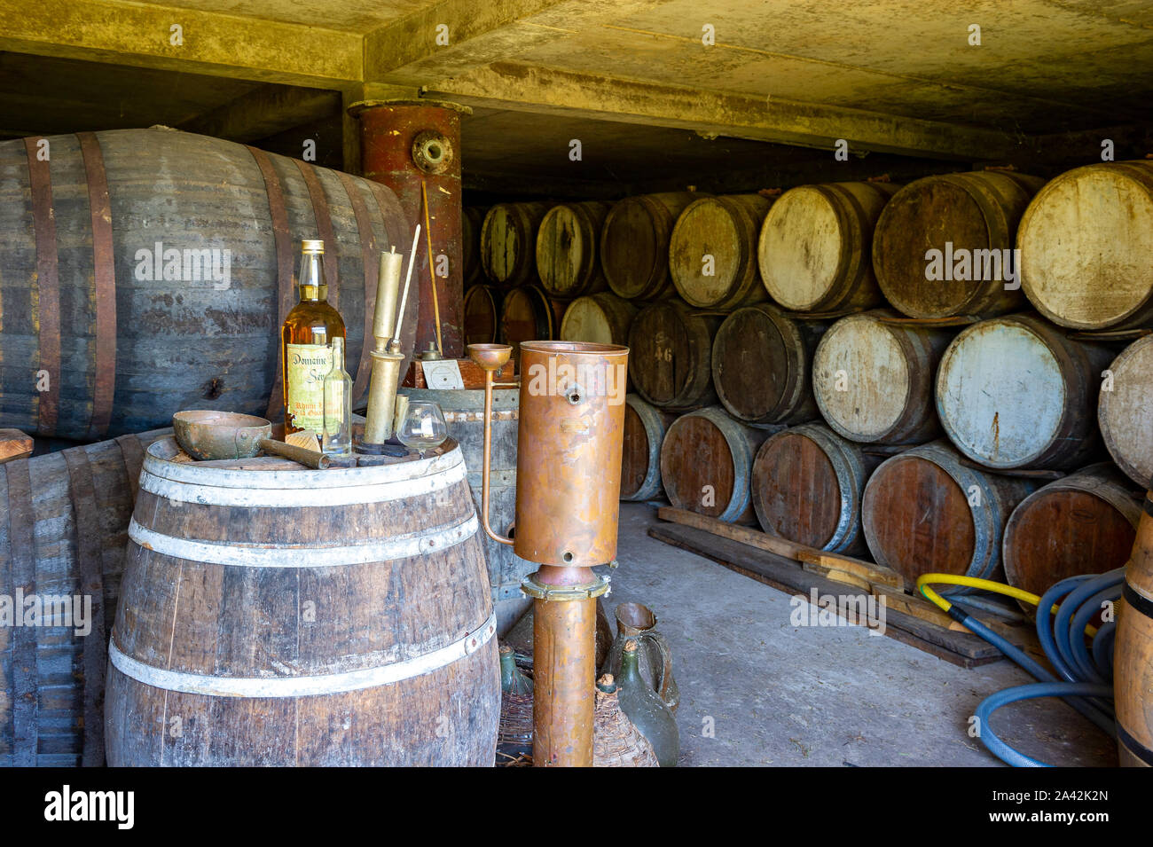 Petit Borg, Basse Terre/Guadeloupe. 04.09.2014. Private Rum Fabrik, handgefertigt in Guadalupe. Stockfoto
