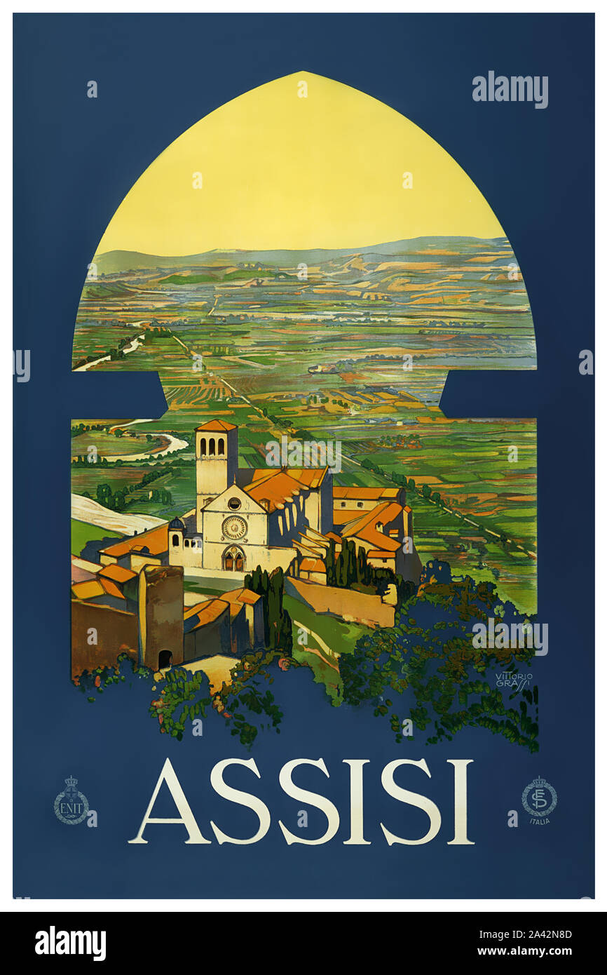 Assisi Travel Poster Stockfoto