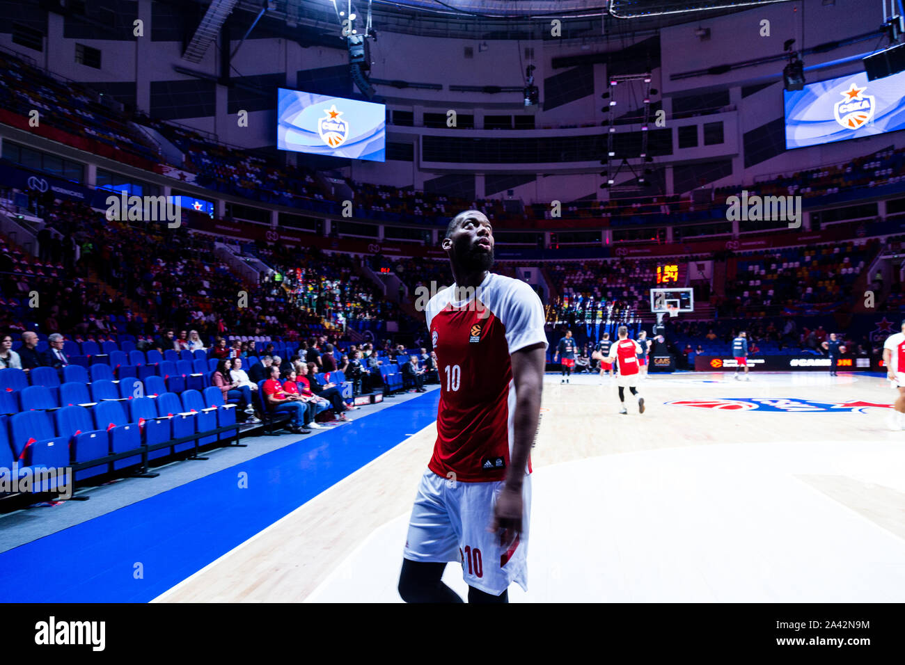 Greg Monroe, Nr. 10 des FC Bayern München während der Turkish Airlines Euroleague öffnung Spiel der Saison 2019-2020. Final Score: CSKA Moskau 79 - 68 Bayern München. Stockfoto