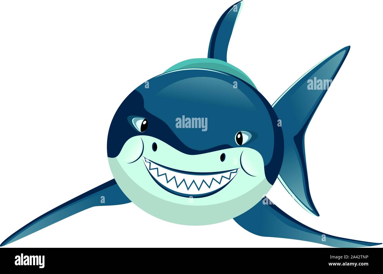 Cartoon great white shark mit großen Zähnen. Stock Vektor