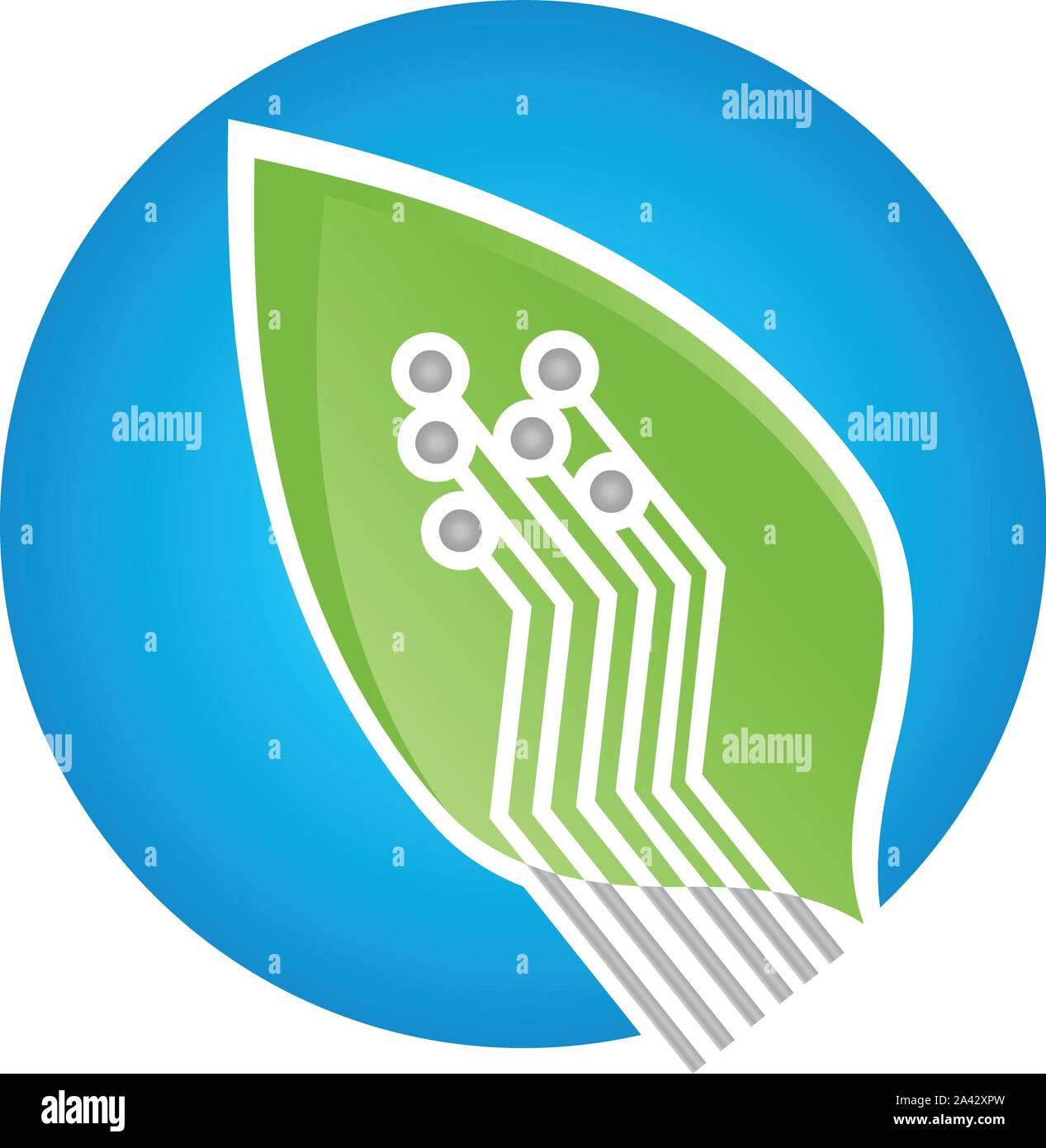 Lampe, Blatt, Chip, Leiterplatte, Green IT, Logo Stock Vektor