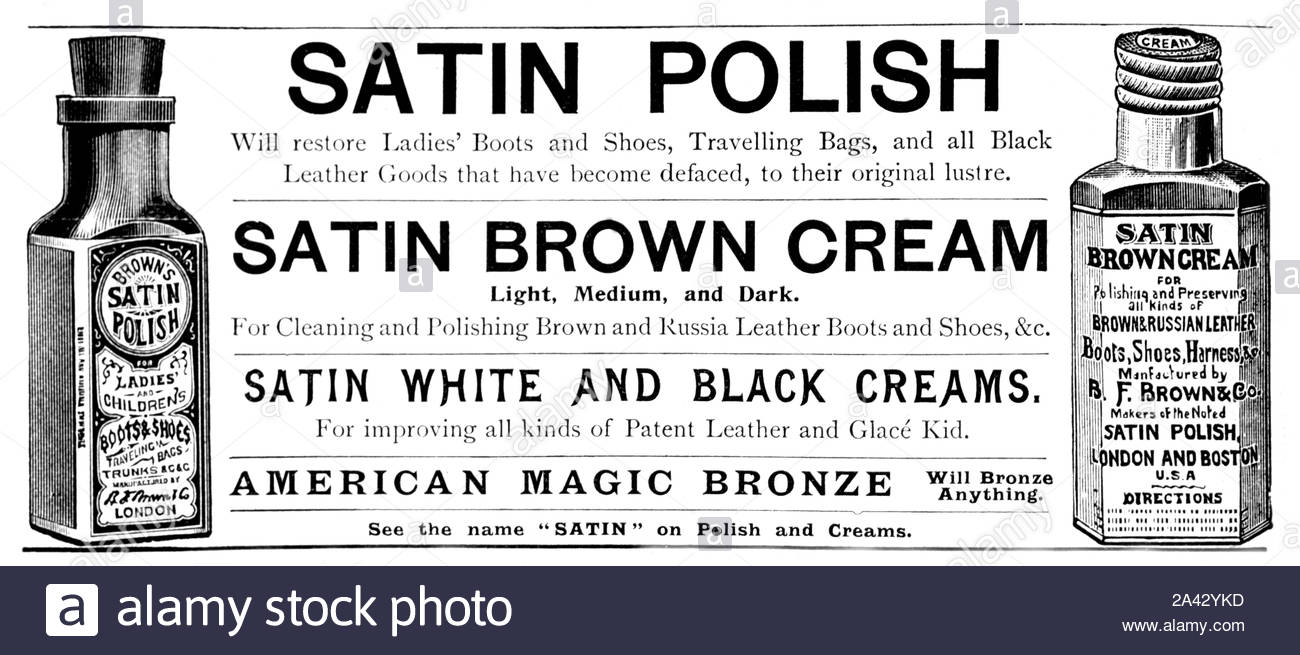 Der viktorianischen Ära, Satin Schuhcreme, Vintage Werbung von 1897 Stockfoto