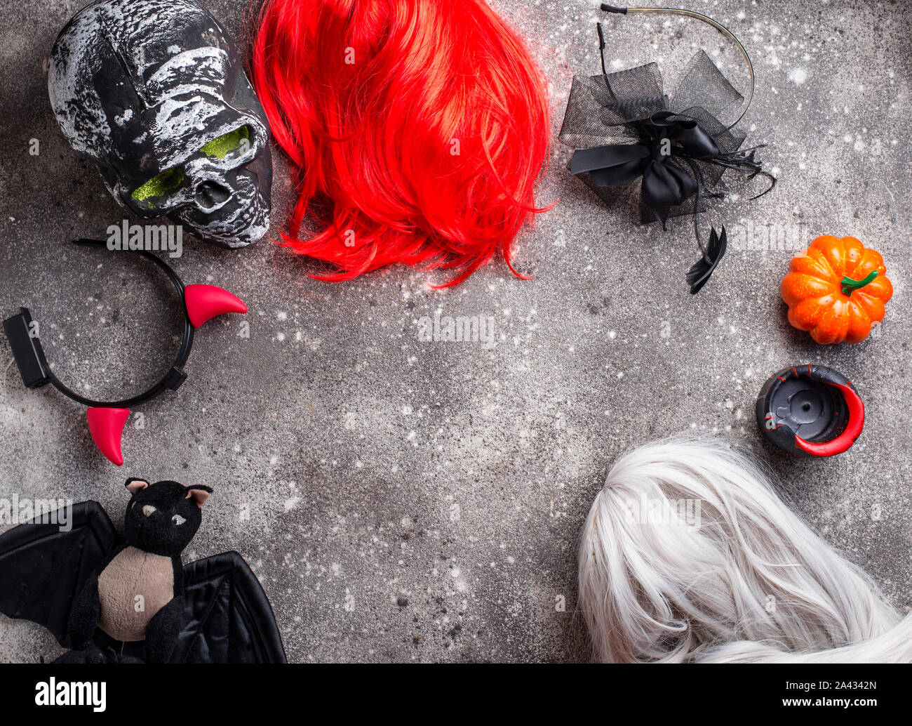 Halloween Party Zubehör und Perücke Stockfoto