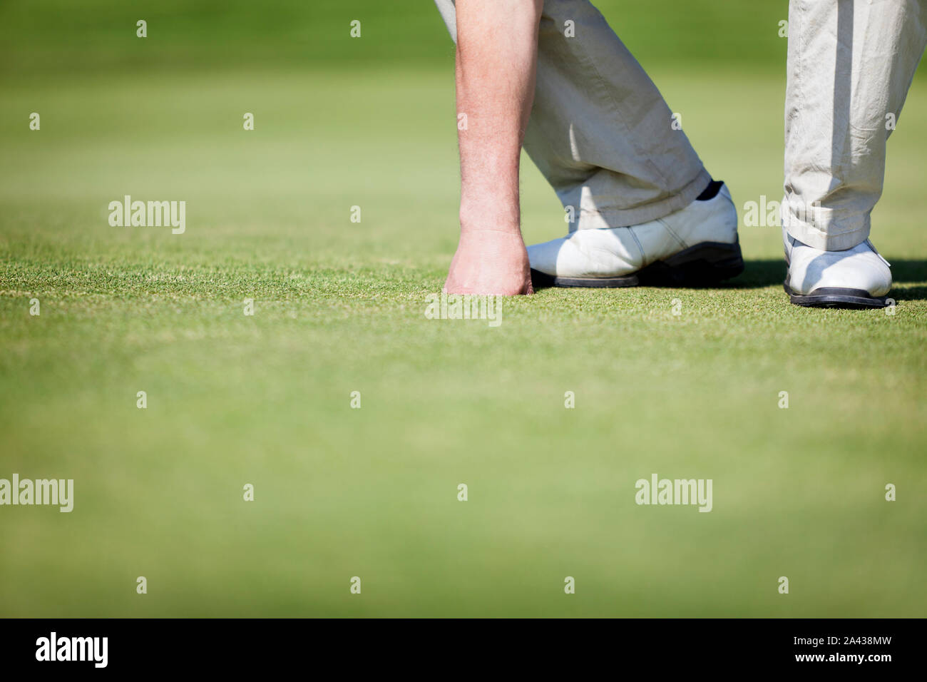 Golfspieler herauf Kugel. Stockfoto