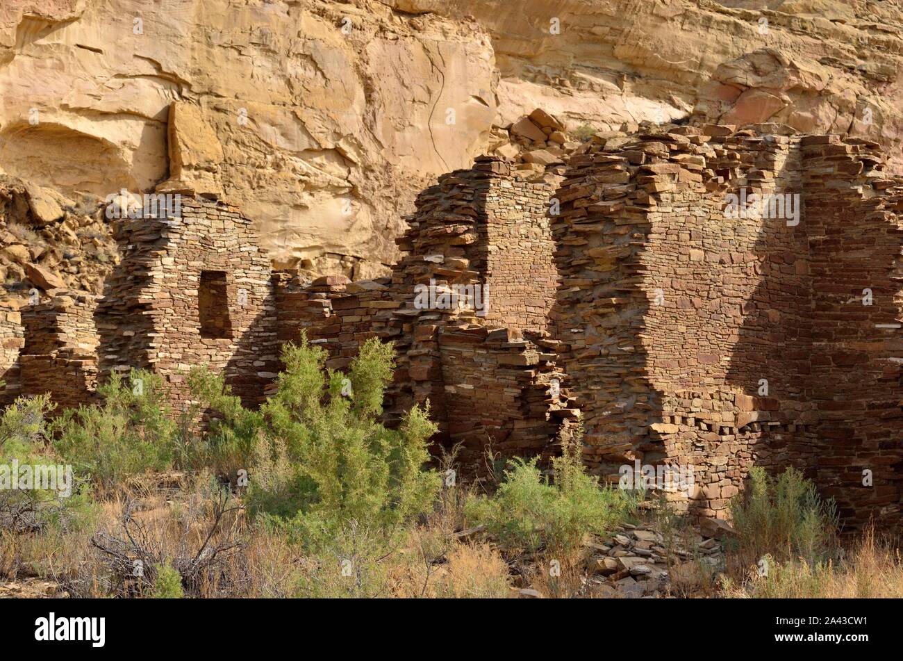 3 Geschichte nicht ausgehobener Große Haus, Wijiji (1100-1150 s), Chacoan Ausreißer, Chaco Canyon, NM 190914 75352 Stockfoto