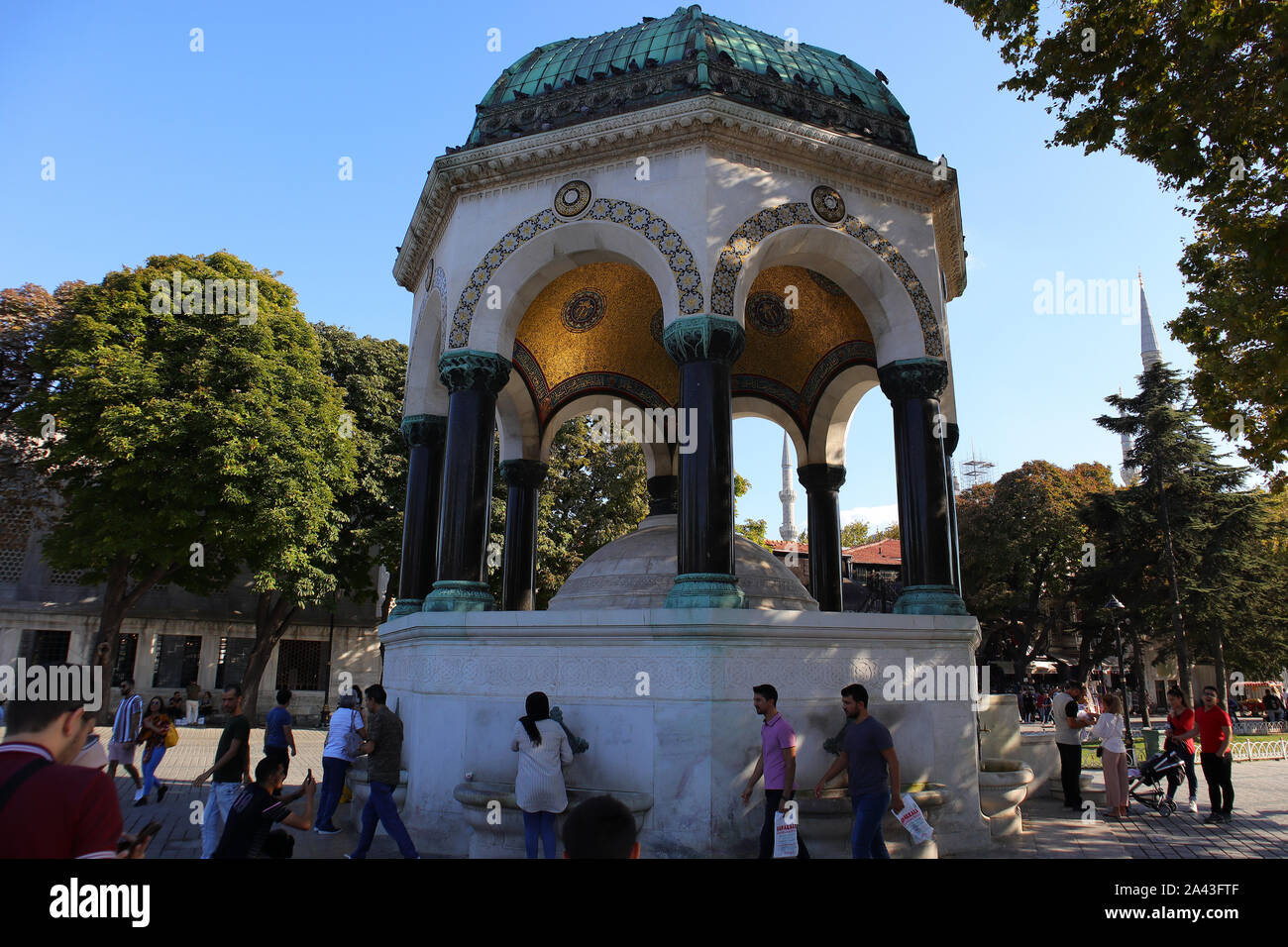 Fatih Sultan Ahmet, Istanbul/Türkei - am 14. September 2019: Deutscher Brunnen. Stockfoto