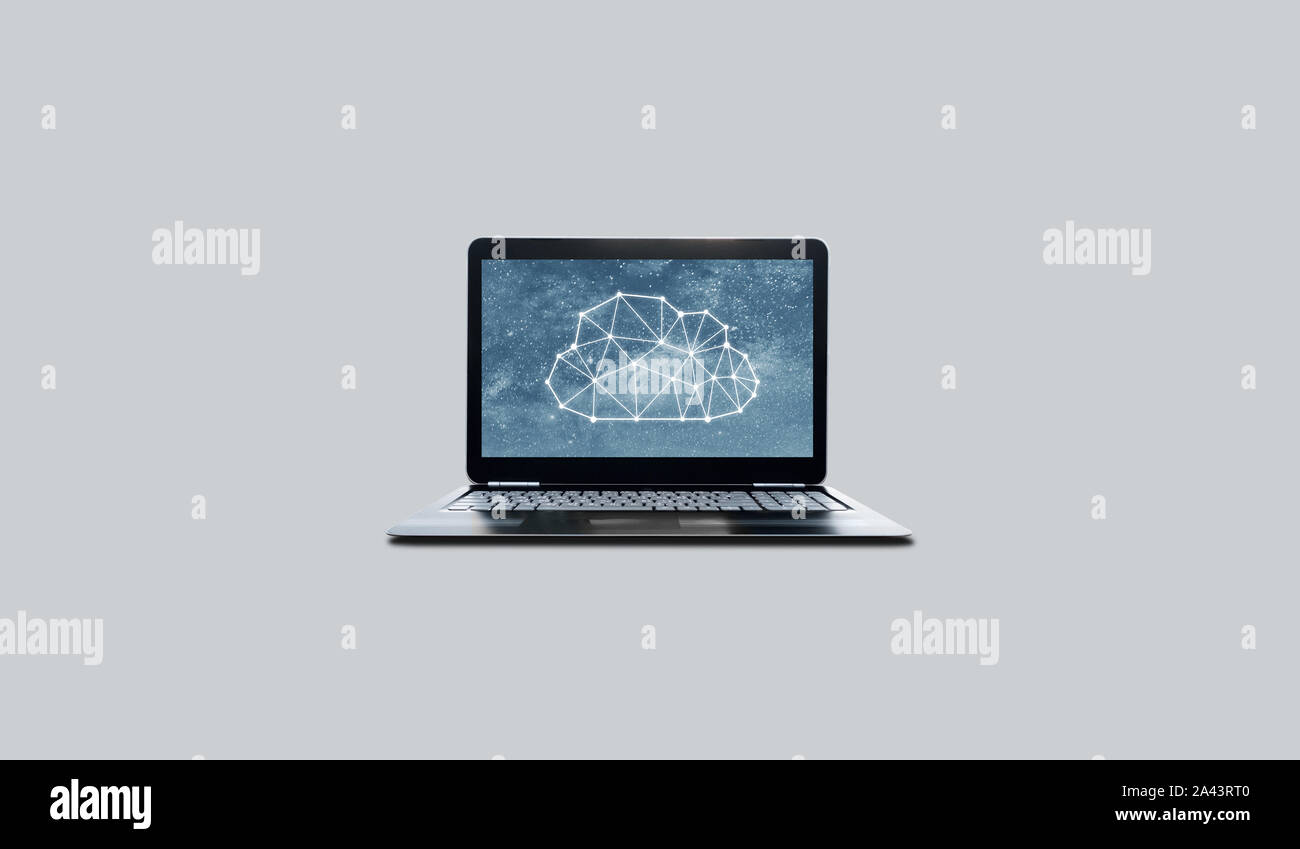 Die Cloud Computing-Technologie Symbol auf dem Computer Laptop Bildschirm Stockfoto