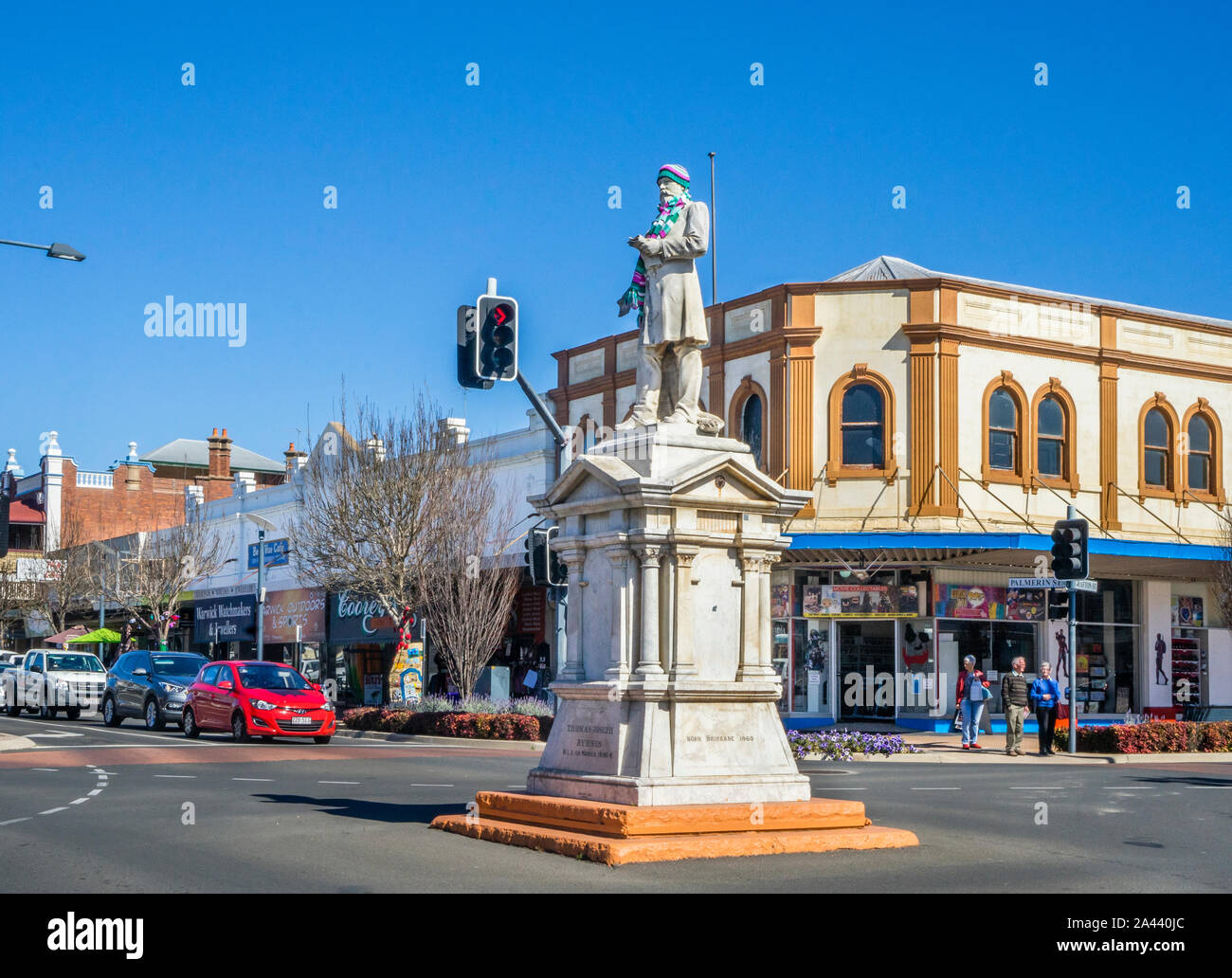 Australien, Südostqueensland, Warwick, Palmerin Straße, auch die Statue des Herrn Abgeordneten Thomas Joseph Byrnes (Premier von Queensland, 1998) rece Stockfoto