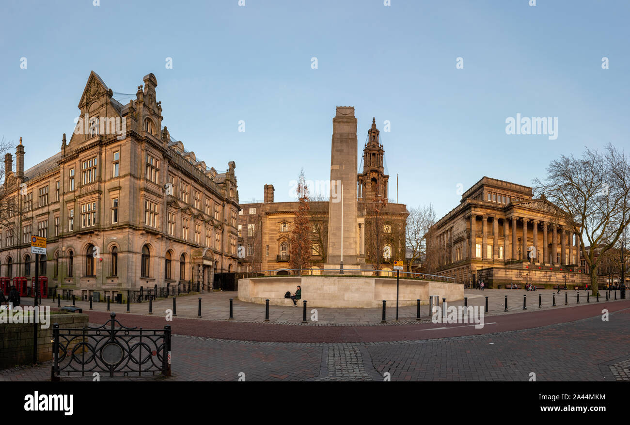 Sitzung Haus, Kunstgalerie und Ehrenmal in Preston Flagge Markt Lancashire England UK. Stockfoto