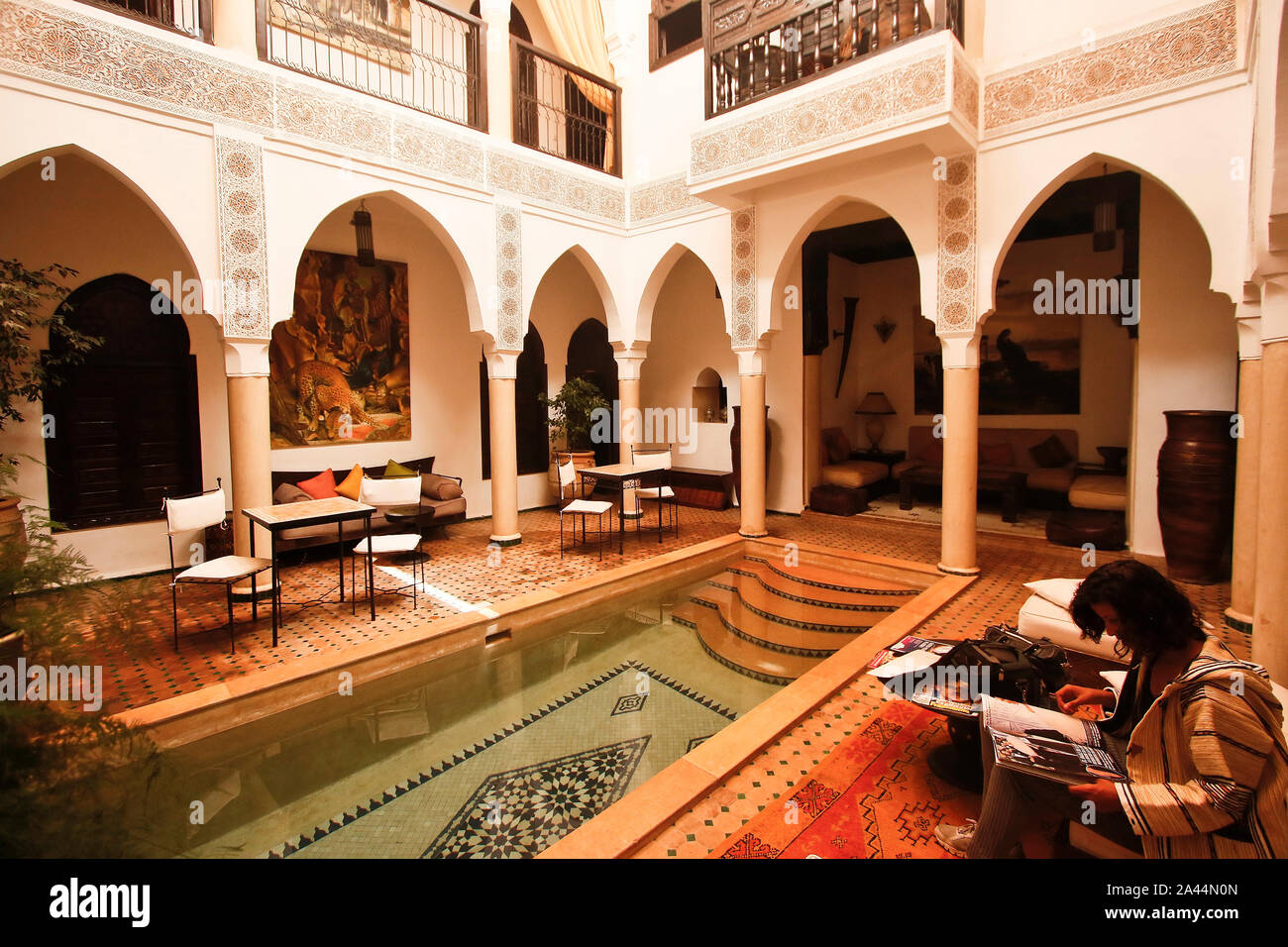 Riad. Marrakesch. Marokko Stockfoto