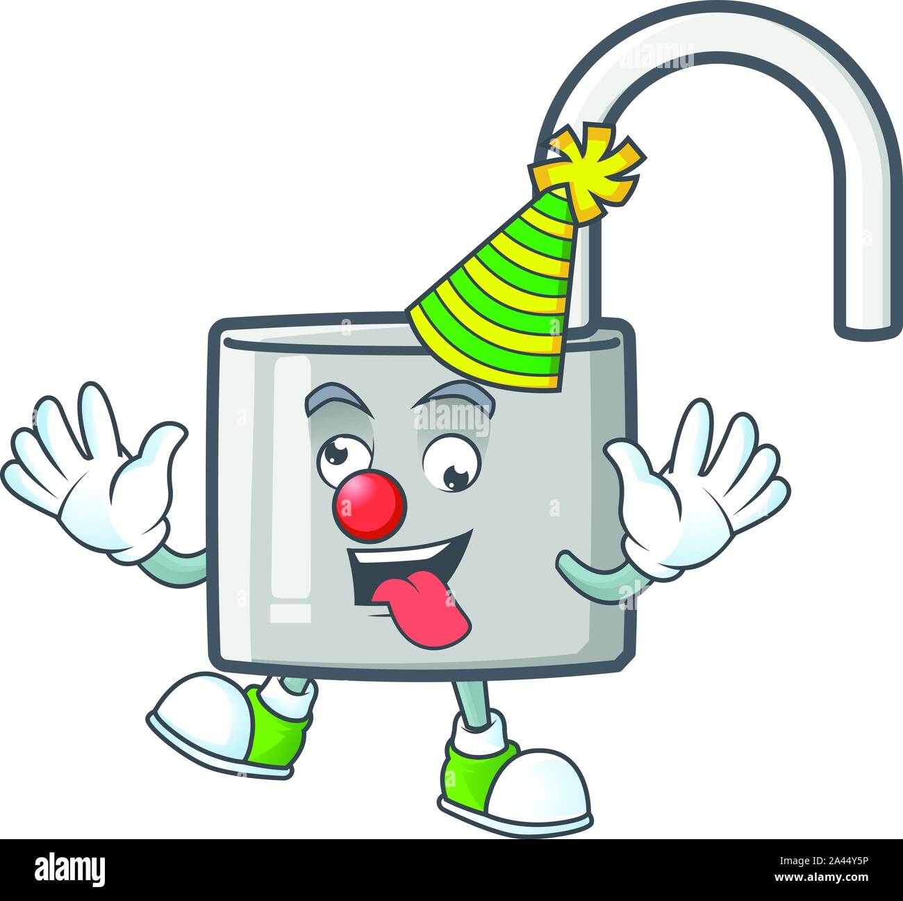 Clown silber Unlock Key auf weißem Hintergrund. Stock Vektor