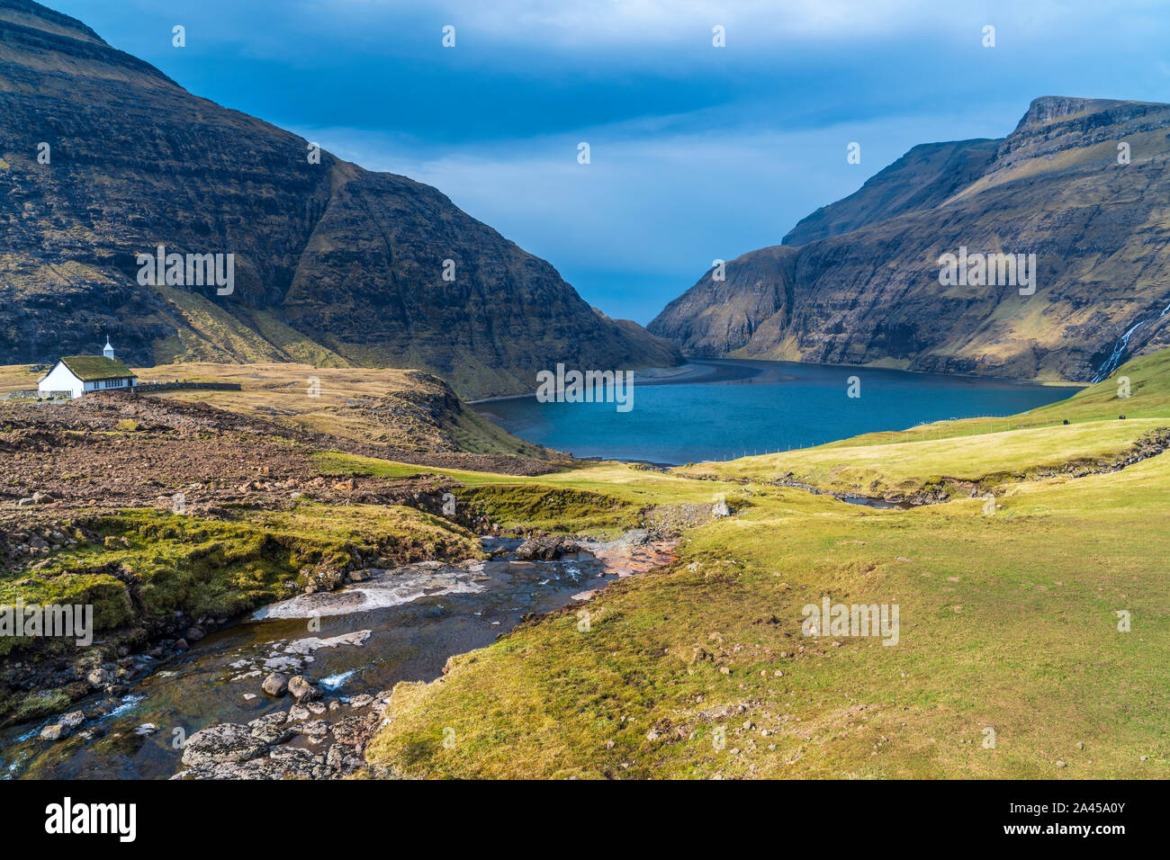 Kirche von Saksun, Streymoy, Färöer, Dänemark Stockfoto