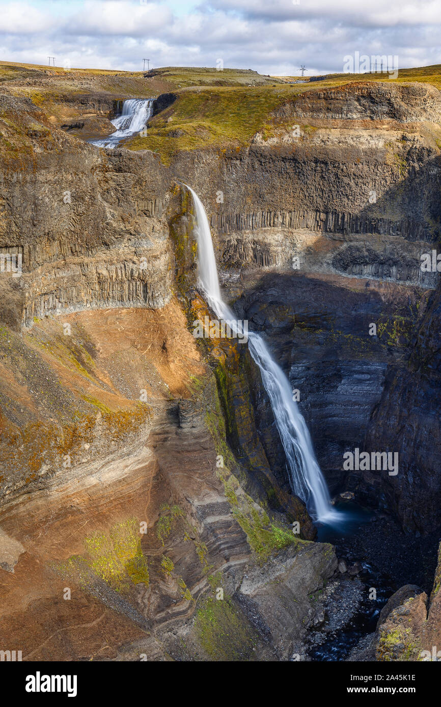 Wasserfall Haifoss im Hochland, Island Stockfoto