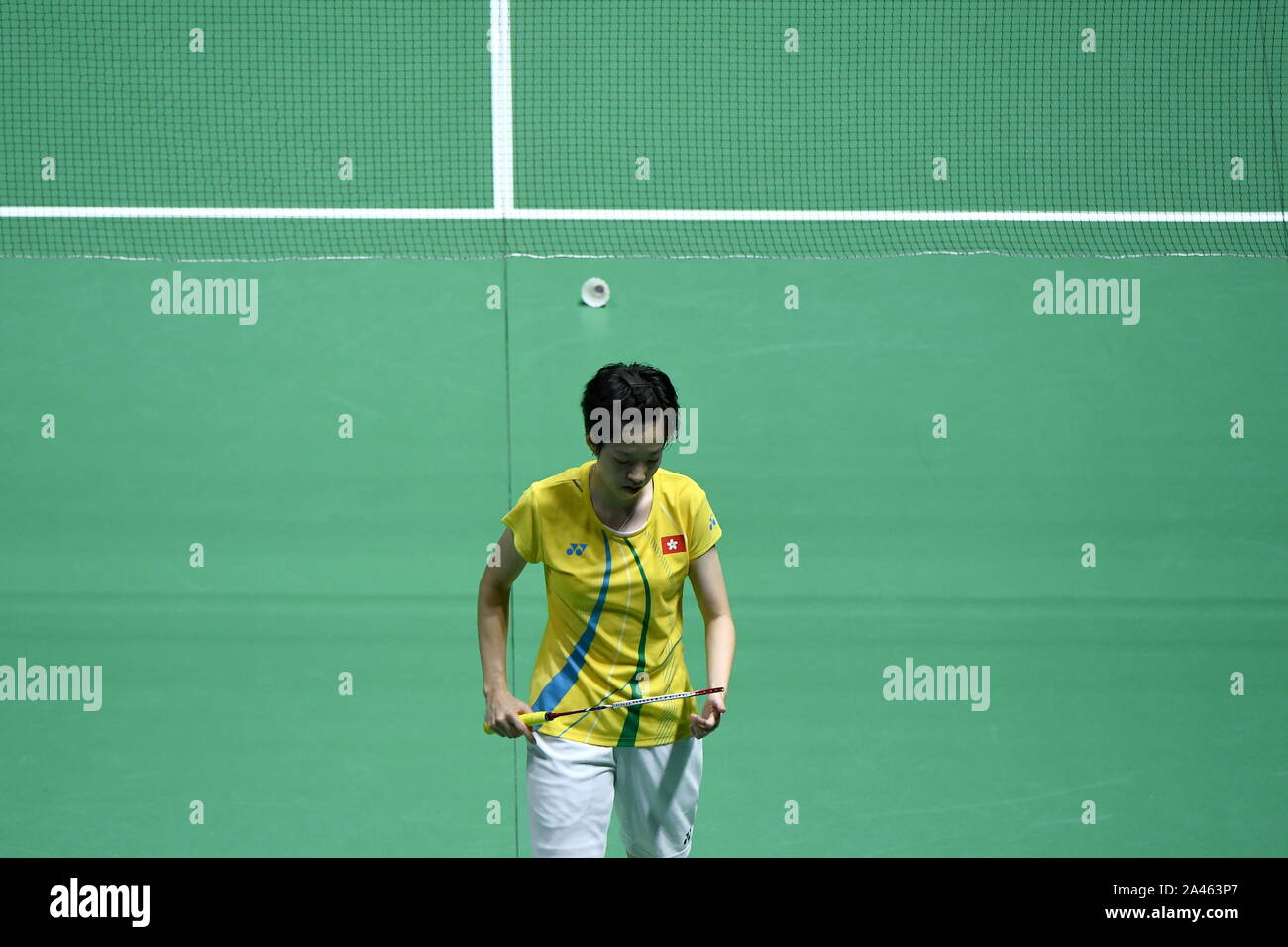 Hong Kong Badmintonspieler Cheung Ngan Yi konkurriert gegen Japanische professionelle Badminton Spieler Aya ohori an der ersten Runde der Frauen single von VI Stockfoto