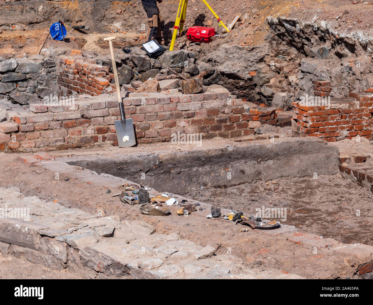 Historische Antike Ausgrabungen Wand Ruine Stockfoto