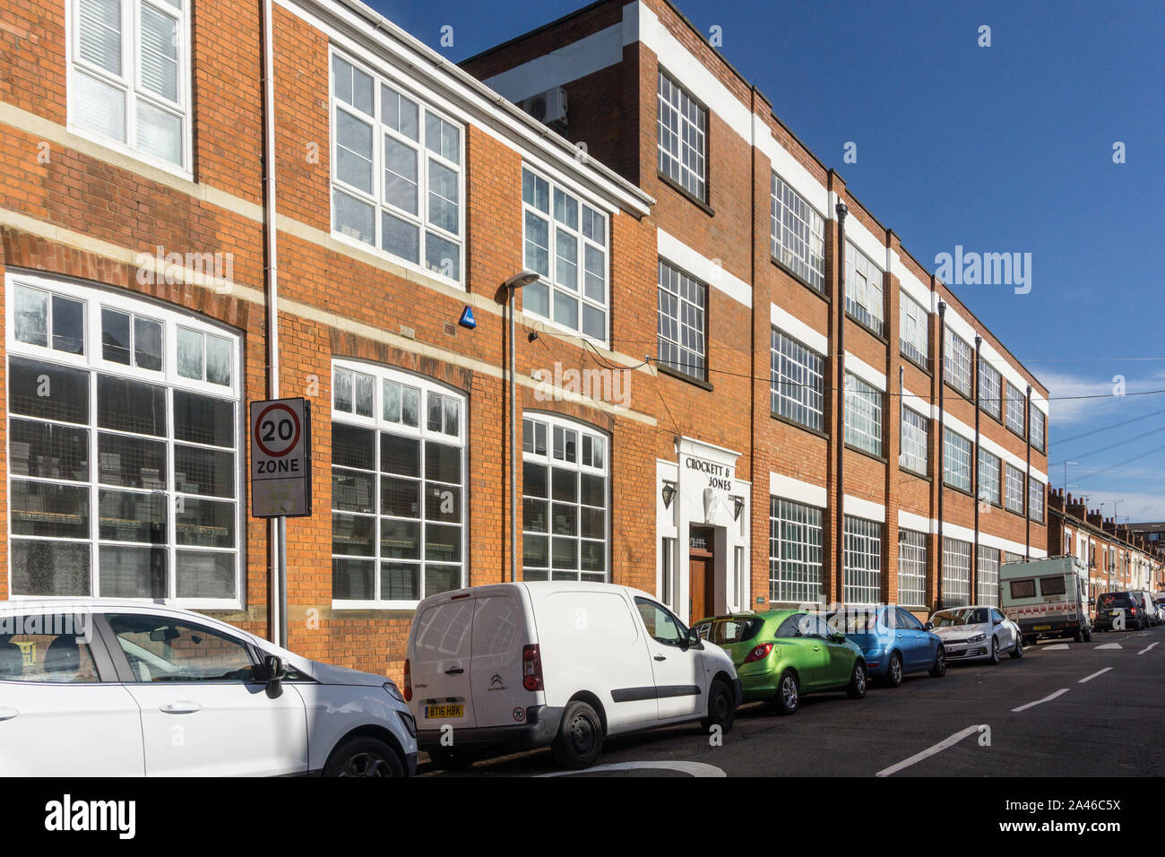 Die Fabrik von Schuhe Hersteller Crockett und Jones, Northampton, Großbritannien Stockfoto
